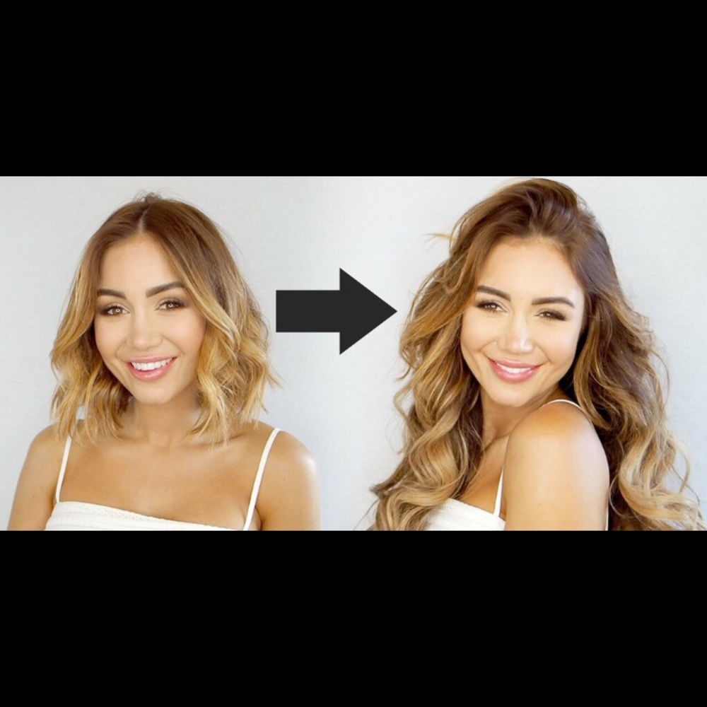 Ombré hair extensions clip ons 22”.  Human Remy